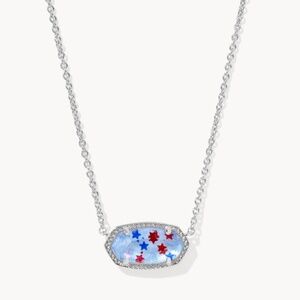 Kendra Scott Elisa Silver Short Pendant Necklace in Red White Blue Illusion